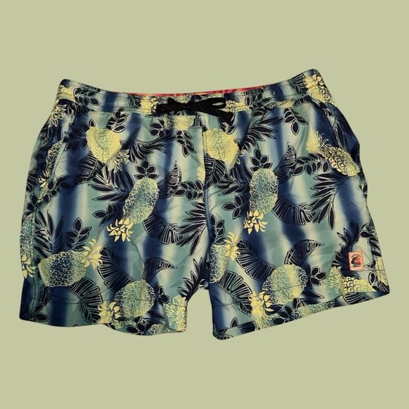 Tommy Bahama Nylon Hawaiian Pineapple Print Swim Trunks Board Shorts Size XL - Picture 2 of 6